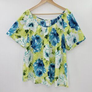 Jaclyn Smith Plus Size‎ Short Sleeve Floral Blouse Size 2x Preppy Career Spring
